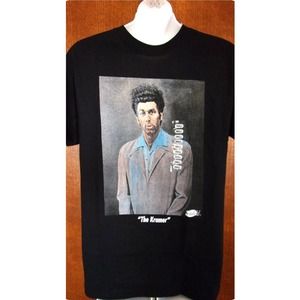 NWT - SEINFELD "THE KRAMER" - KRAMER PORTRAIT BLACK T-SHIRT, ADULT SIZE SMALL